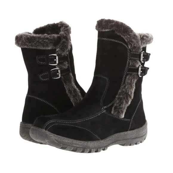 Journee Collection Brinley Co. Takani Faux Fur Trim Winter Boot Black Size 7 Reg - Picture 1 of 6